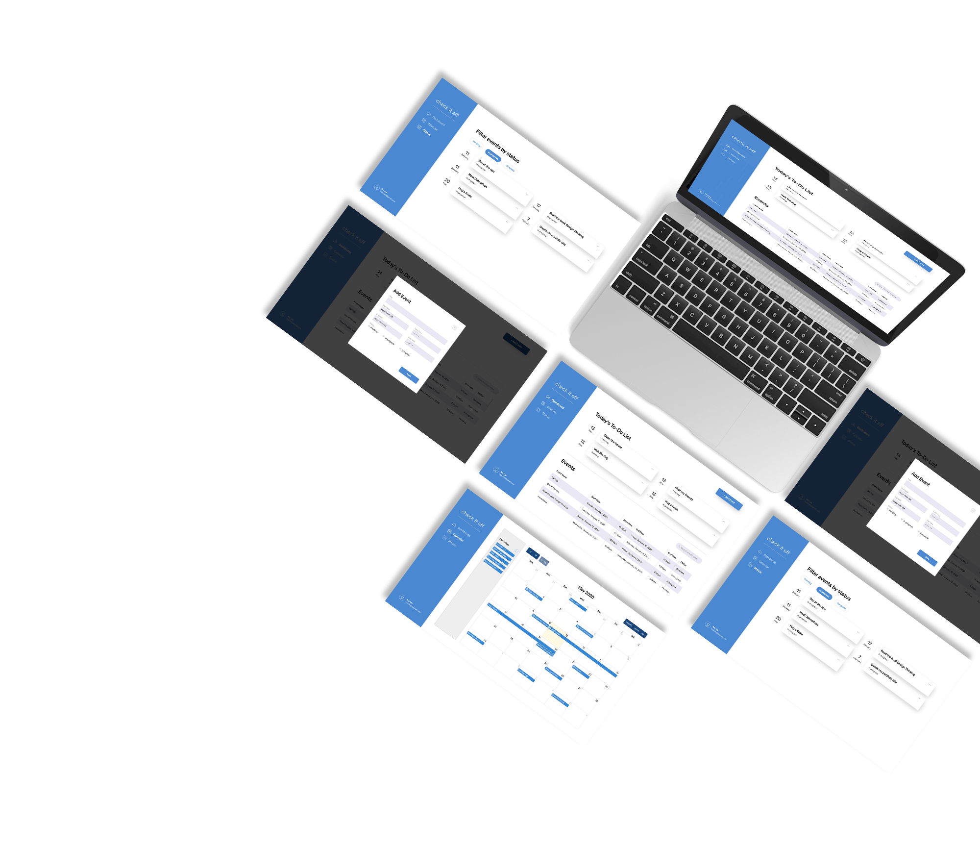 layout of laptop with checkitoff project screenshots