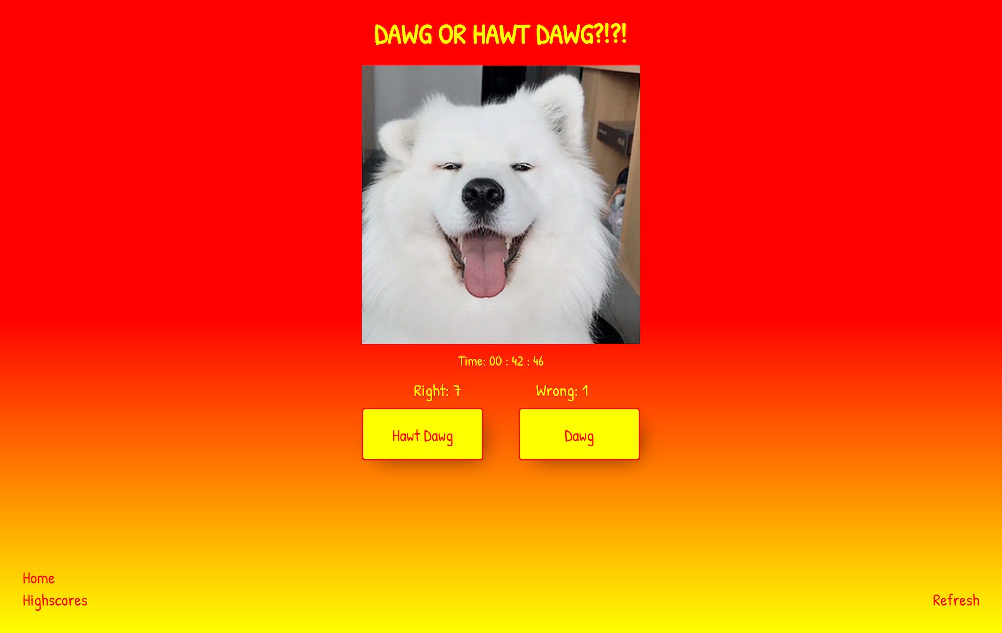 Screenshot of DogHotDog game page