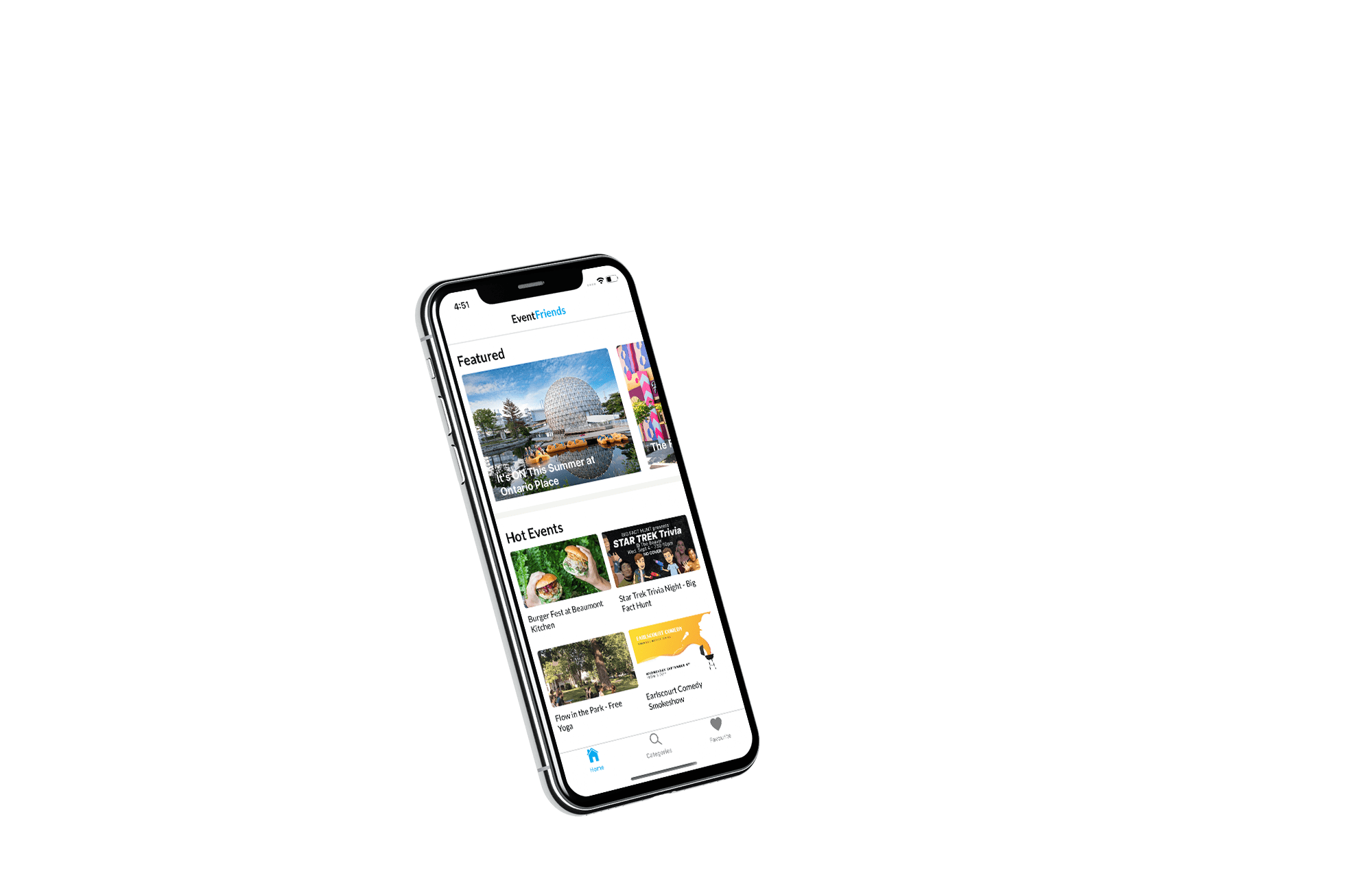 Event Friends project mobile screen