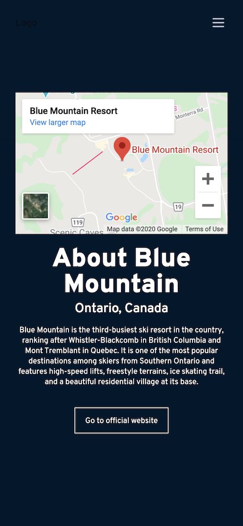 Screenshot of Blue Mountain Description page