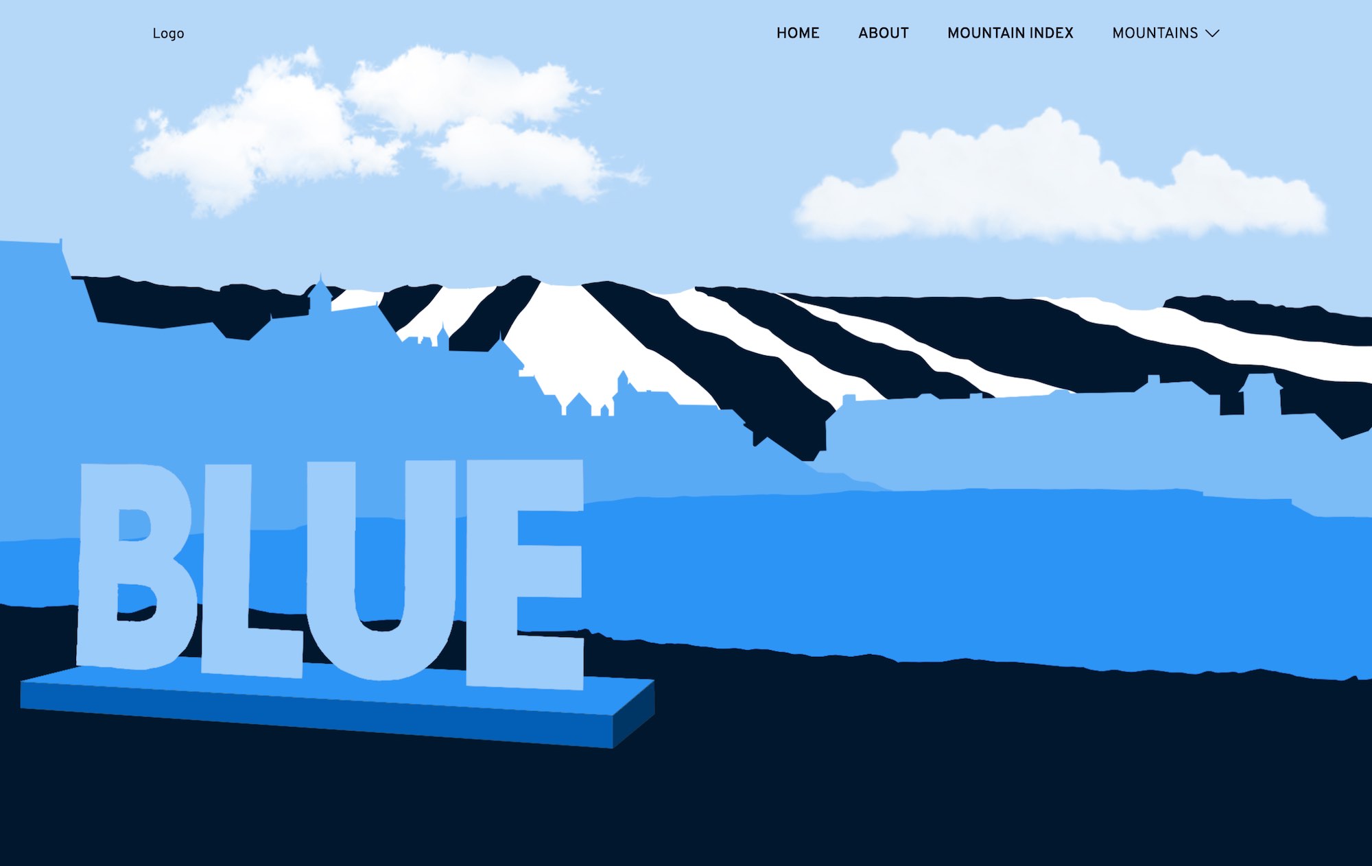 Screenshot of Blue Mountain page landing