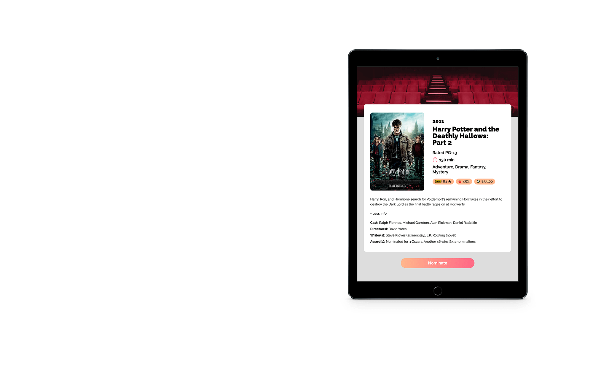 Omdb movie project tablet screen