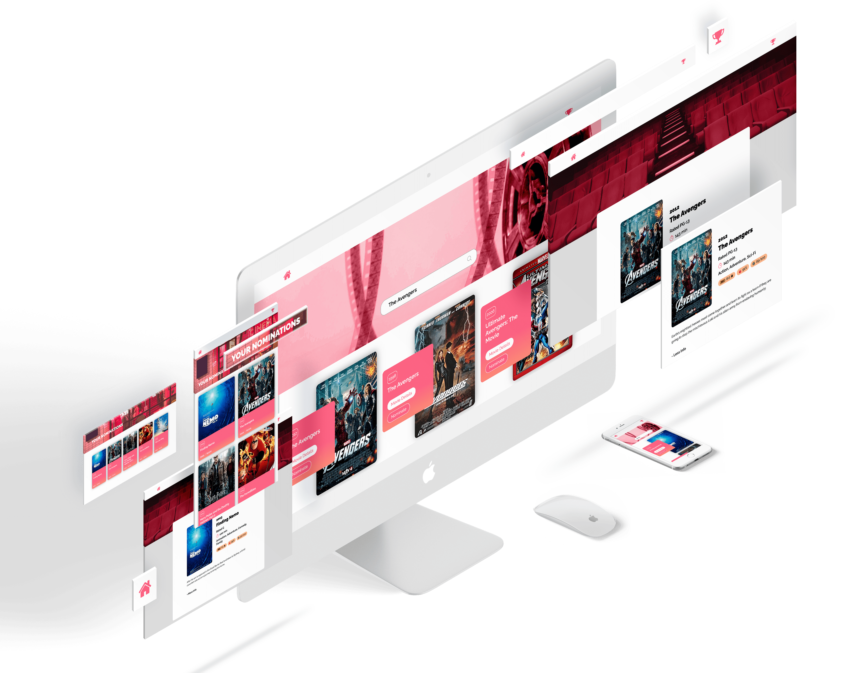 layout of screenshots of omdb movies site